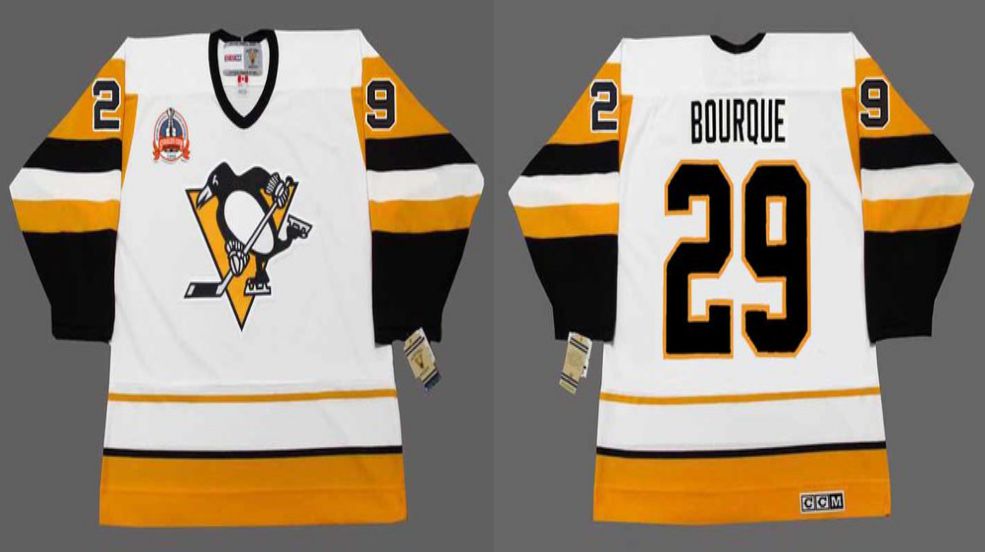 2019 Men Pittsburgh Penguins 29 Bourque White yellow CCM NHL jerseys